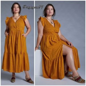 Anthropologie, Smocked Ruffle Midi Dress